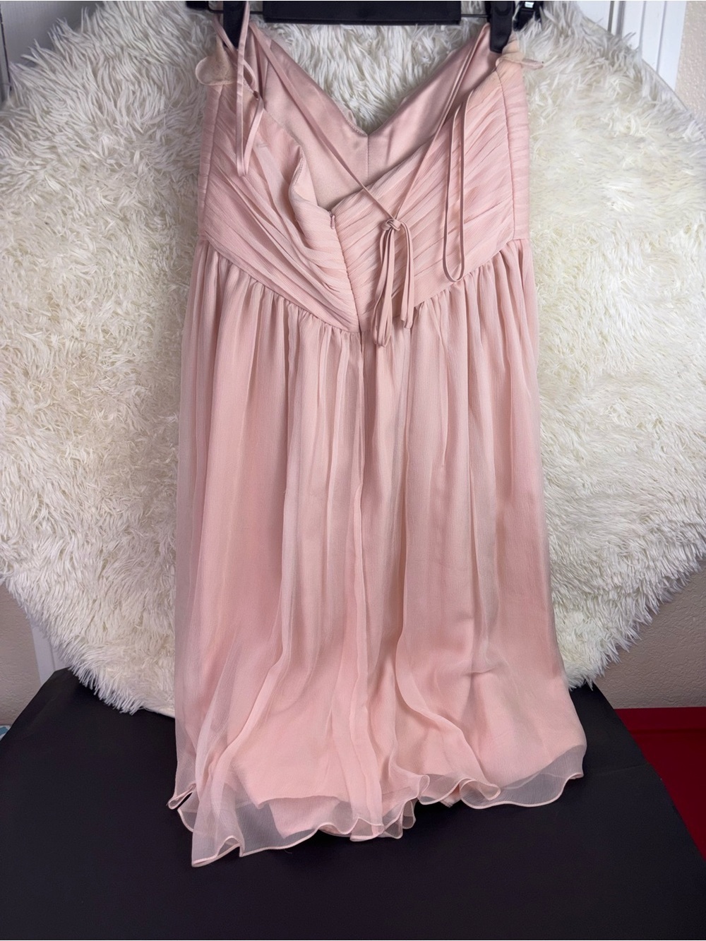 Amsale Soft Pink Ruffle Chiffon Strapless Dress size 6 - Picture 9 of 16